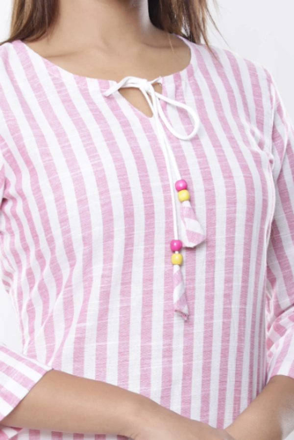 South Cotton Striped Pink Kurta - S